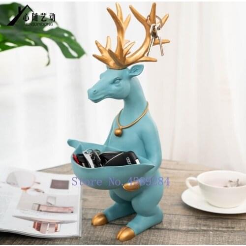 NORDIC RESIN CREATIVE DEER DECORATIVE ORNAMENTS HOME LIVING ROOM DESKTOP STORAGE ORGANIZATION STORAGE BOX SNACK ENTRANCE KEY