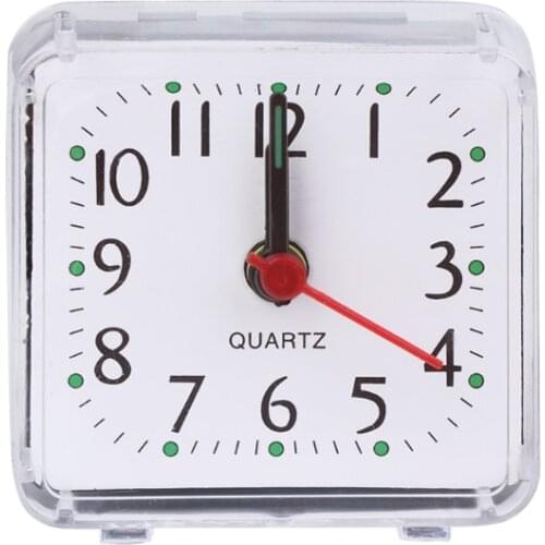 Mini Square Quartz Beep Alarm Clock Plastic Desk Table Travel Trip Portable