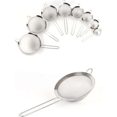 Long handle stainless steel net leak spoon, deep-fried basket filter oil fishing oil grid hand-held flour sieve oil leak spoon