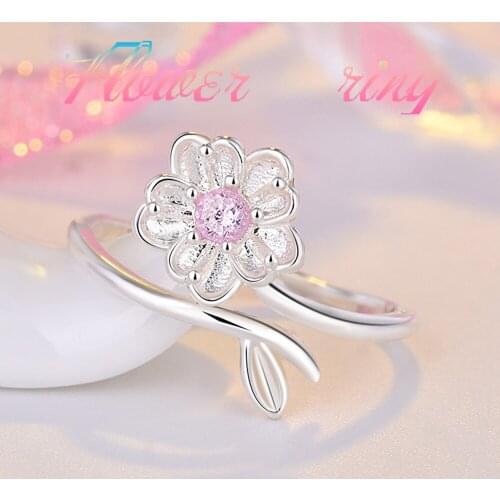 Fashion Creative Flowers Crystal Finger Wedding Rings for Women Zircon Glamour Ring Jewelry Girl Gift