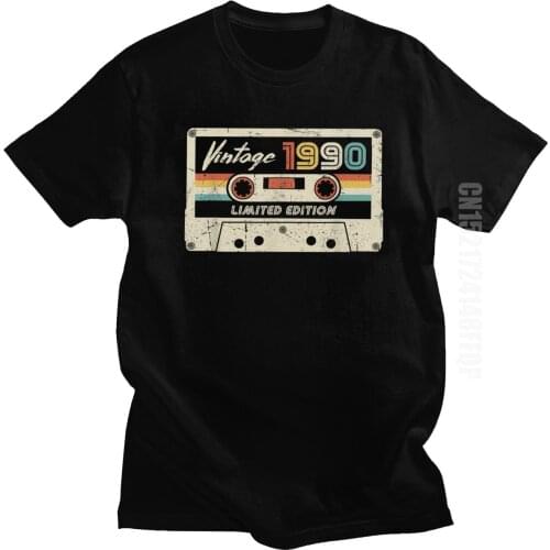 Classic Vintage Made In 1990 T Shirt Men 30th Birthday Gift Retro Cassette Tshirt Cotton Tee Shirt Anniversary Tops For Husband
