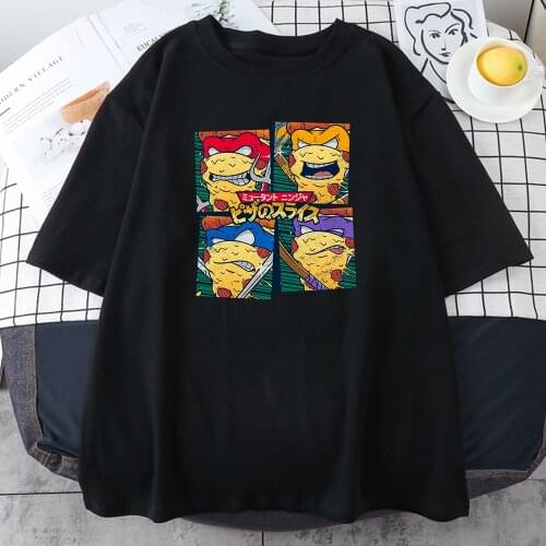 Mutant Ninja Pizza Slices Printing Womens Tee Shirts Casual Style Clothing Fashion Loose T Shirts Spring Summer Mens Tee Shirt