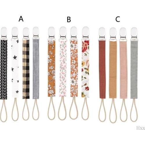 New 4 Pack Baby Pacifier Clip Chain Cotton Holder Pacifier Soother Clips Leash Belt Nipple Holder For Infant Feeding