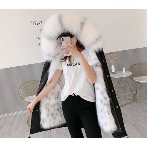 2020 New Style Overcomes Detachable Raccoon Neck Fur Coat womens fur lining hooded pikefur lining coat