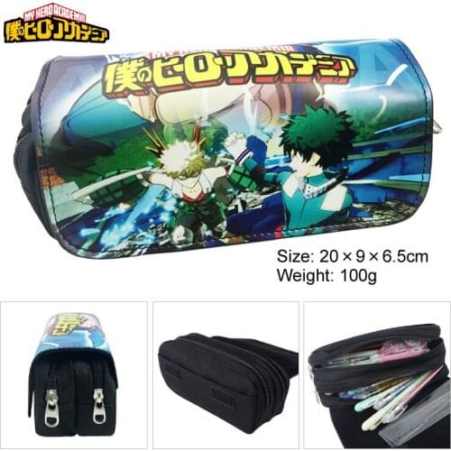 IVYYE 1PCS Hero Academy Style Anime Cosmetics Bags PU Zipper School Pencil Case Storage Pen Bag Large Pouch Stationery Gift New