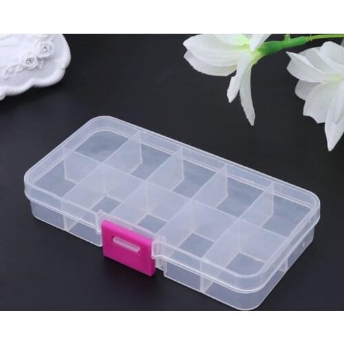 10 Compartments Clear Plastic Storage Box Jewelry Bead Screw Organizer Container