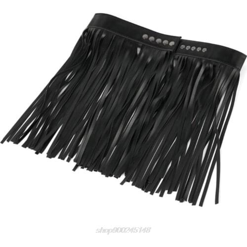 Womens High Waist Faux Leather Fringe Tassels Skirt Body Harness with Snap Buttons Halloween Party Punk Rock M02 21 Dropship