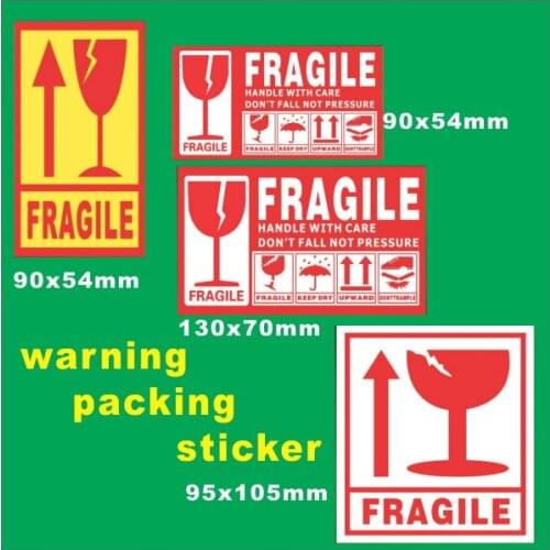 Stock warning packing sticker Care Shipping Label/Sticker 4 design can be choose