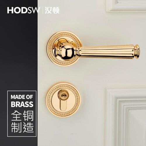 Brass Anti-Theft Mute Gate Room Door Lock Anti-Theft Mute Gate Lock Interior Door Lock European Fashion Retro Handle Knobs Lock