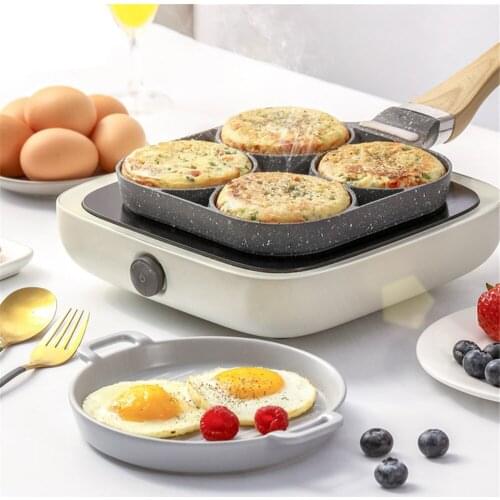 Four-hole Omelette Pan Flat-bottomed Non-stick Breakfast Egg Burger Frying Pan Dumpling Pan Kitchen Artifact Small Pancake