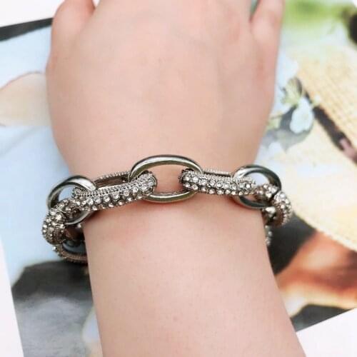 Rhinestone Link Chain Bracelet Punk Styles Fashion Crystal For Women Wrist Accessories
