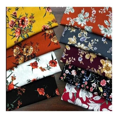 Rayon fabric dark floral printed fabric dress fabricLFCK080067