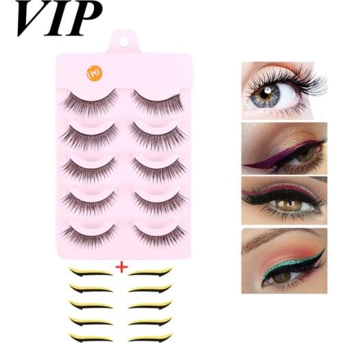 VIP 5 Pair False Eyelashes And Eyeliner Stickers Eyelid Line Stick Fashion Reusable Lasting Creativity Eye Makeup Split Orders