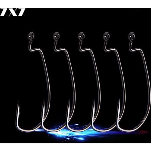 Japan Fishing Hooks 50pcs/lot Octopus Worm Hook High Carbon Steel Fishing Crank Pescal Wide Super Lock Fishhook Offset Lure Red