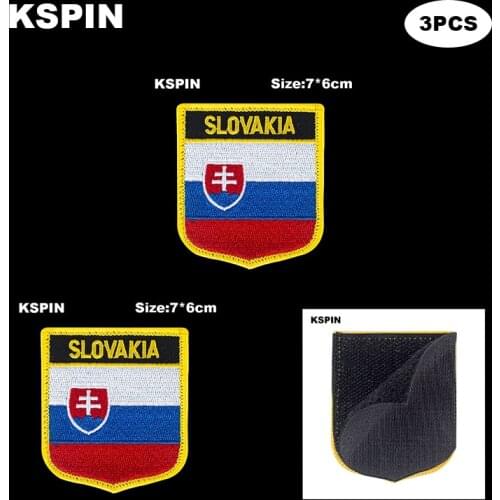 National Flag Patch Hook Loop Slovakia Badges Armband 3D Stick on Jacket Backpack Stickers
