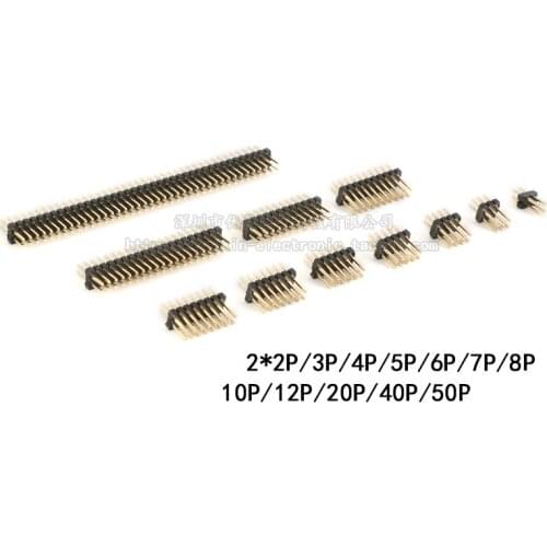 1.27mm 1.27 Double Row Male 2~40P Breakaway PCB Board Pin Header Connector Strip Pinheader 2*3/4/5/6/7/8/10/12/15/20/40p 3-50P
