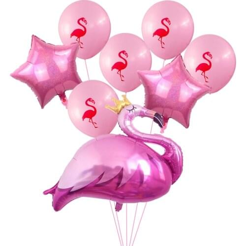 1 Set Flamingo Balloons Hawaiian Tropical Summer Party Supplies Wedding Birthday Shower Decoration Birds Ballons Party Decor Set