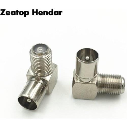 1Pcs Brass TV Male plug to F Female Jack 90 degrees Right Angle Head Bending Type Cable TV Antenna Connector