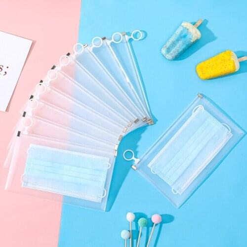 1pcs Face Mask Storage Box Portable Mask Packaging Box Zip Dustproof Disposable Mask Storage Case Plastic Mask Storage Folder