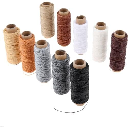 10 Color/Set 50m 150D Leather Sewing Waxed Thread Flat Waxed Sewing Thread Wax line Stitching Thread for Leather Craft DIY