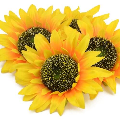 10Pcs 14cm Large Sunflower Head Artificial Silk Flowers for DIY Scrapbooking Wreath Home Wedding Decoration Cheap Fake Flower