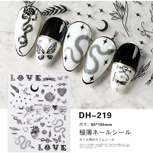 10PCS Snake Designer Luxury Brand Nail Sticker Leopard Print Nail Art Supplies Decorative Applique Black Gold Nail Slider