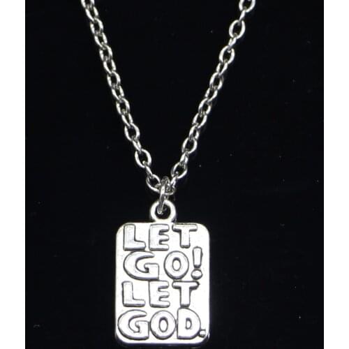 20pcs New Fashion Necklace 20x12mm let go let god Pendants Short Long Women Men Colar Gift Jewelry Choker
