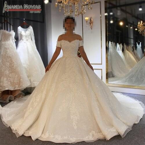 2019 designer shinny wedding dress voile mariage