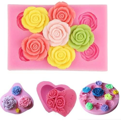 3D Rose Flowers Silicone Mold Fondant Soap Mould Jelly Candy Chocolate Moulds Cake Decoration Baking Tools Rose Moulds Cake Tool