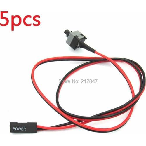 5pcs Power Button Switch Cable Cord 50cm Long for PC Reset Switch