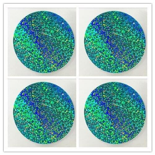 50pcs Large Round Sequins 55mm PVC Flat Paillette Crafts Hologram Decoration 2 Side Holes Laser Light Blue LNHOME