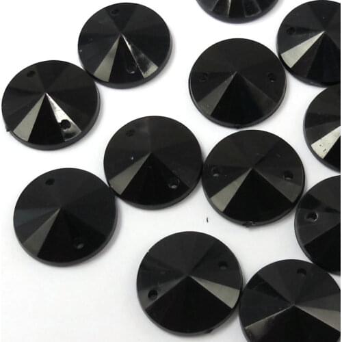 AAAA Quality Acrylic Black Round 16mm Black Loose Rhinestones Strass Crystal Sewing Accessories Wedding Dress Costume Charms Diy