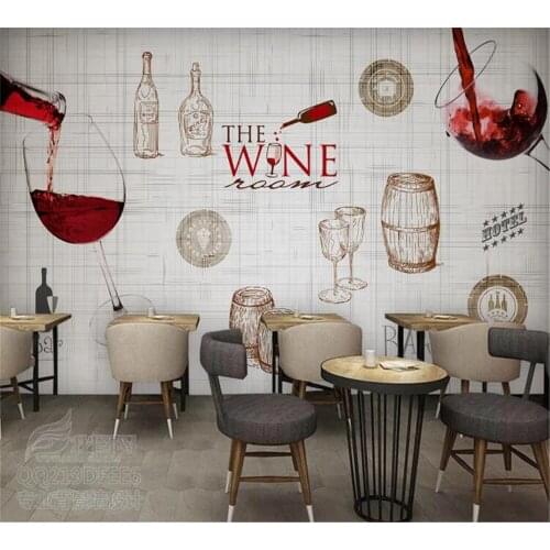 Beibehang Retro European and American hand-painted custom wallpaper high-end wine winery bar tooling background papel de parede