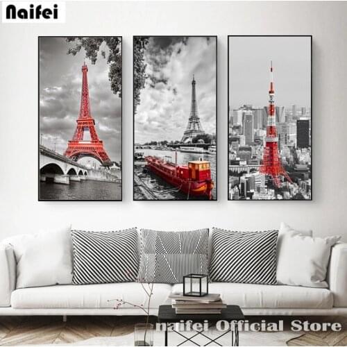 Black White Wall Art 5D DIY Diamond Painting Embroidery London Pairs Tower Telephone Kitchen Full Square Drill Mosaic Home Decor
