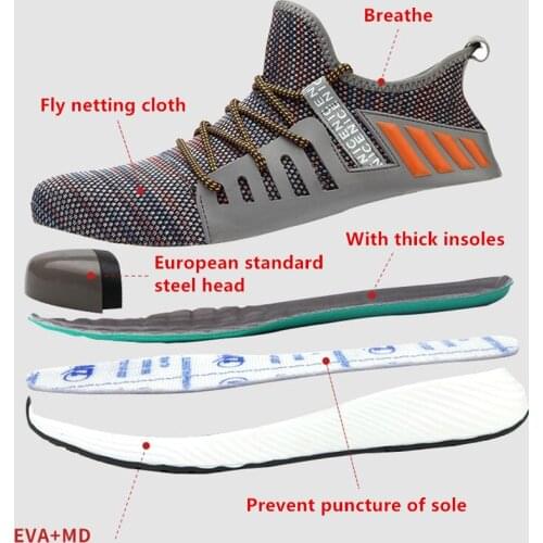 Breathable Light Work Safety Boots Steel Toe Safety Shoes Male Anti-puncture Safety Indestructible Shoes Work Sneakers Male Shoe
