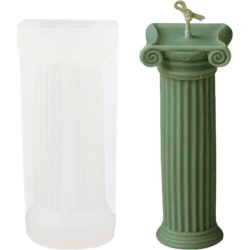 DIY Candle Mold Roman Column Making Model Handmade Crafts Wax Candle Silicone Molds European Cylindrical Plaster Candle Mould