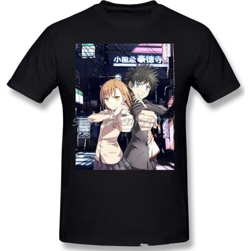 Men A Certain Scientific Railgun Anime Series Black T-Shirt Magical Index Pure Cotton Tees Harajuku TShirt