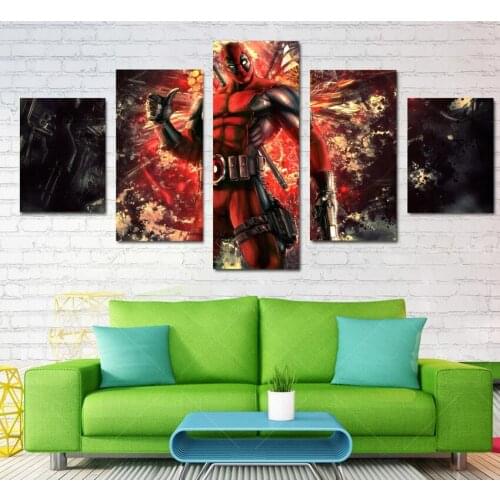 HD Printed Deadpool Comic Wall Pictures For Living Room Unframed 5 Pcs Home Decor Modular Pictures Wall Art Canvas Oil Painting