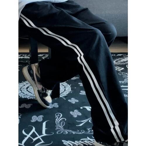 HOUZHOU Korean Fashion Jogging Sports Pants Women Baggy Black Joggers Sweatpants Harajuku Loose Wide Leg Trousers For Female