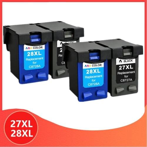 4Pack 27XL 28XL Cartridge for hp 27 28 Ink Cartridge for hp27 hp28 for hp Deskjet 3320 3325 3420 3535 3550 3650 3744 Printer