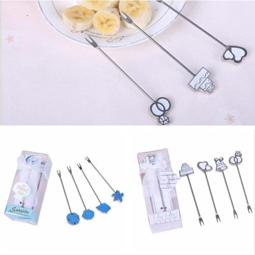 【KATEROSE】Stainless Steel Fruit Forks Hors d'oeuvre Picks in Gift Box Kitchen Wedding Supplies Home Decorations