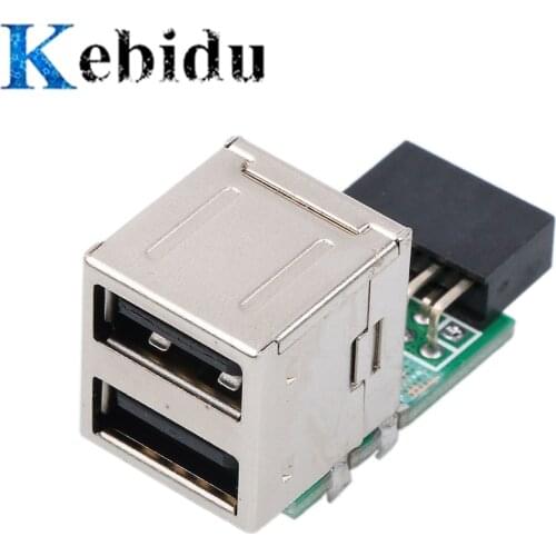 Kebidu Hot 1pcs/lot USB 2.0 9Pin Female 2 Port A Female Adapter Converter Motherboard PCB Board Card Extender Internal PC