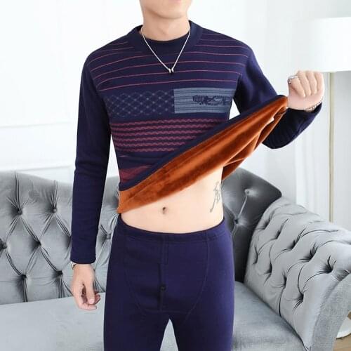 Men Thermal Underwear Set Winter Velvet Thick Warm Layered Clothing Male Long Hot-Dry Thermal Set