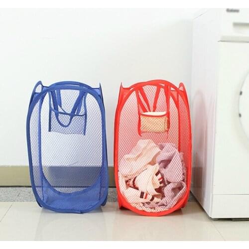 Home Laundry Clothes Basket Folding Mesh Washing Laundry Large Capacity Clothes Storage Bucket Household Bathroom Accessory