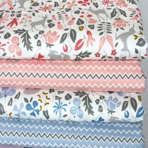 Pretty Animals Deer Fox & Wave Printed 100% Cotton Fabric For DIY Sewing Quilting Baby Bedding Tilda Cloth Patchwork fabric