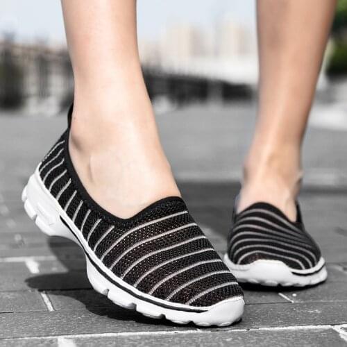Women Air Mesh Breathable Sport Running Shoes Walking Sneakers Comfortable White Loafers Flats Chaussure Femme 35-41 Size