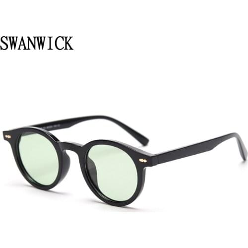 Swanwick retro round sunglasses women colorful lenses polarized sun glasses male black green hot item Spring uv400 korean style