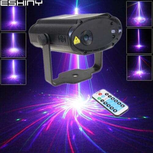 ESHINY Remote MINI RGB Laser 24 Big Patterns Projector DJ Dance Disco Bar Family Party Xmas Effect Stage Lighting Light T186D4