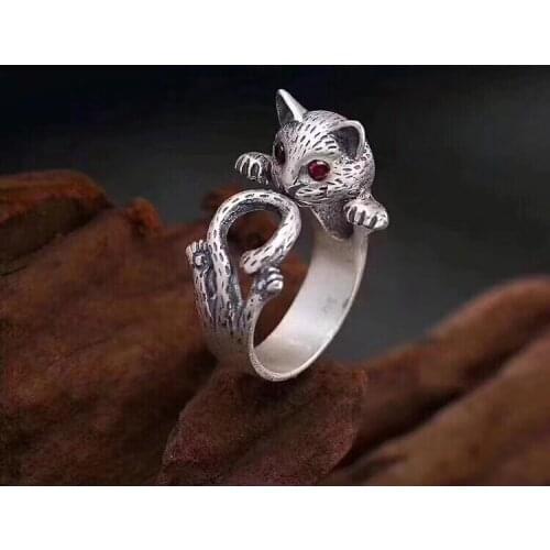 Personality Exaggerated Gothic Cat Rings For Women Charm Engagement Jewelry Girls Open Finger Knuckle Rings