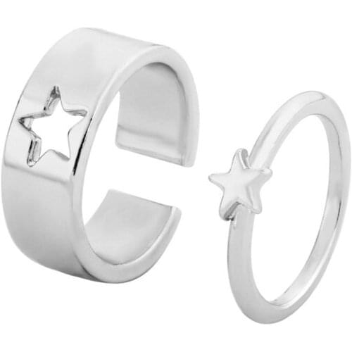 LXAD New Product Dinosaur Ring Set Ins Retro Creative Metal Geometric Hollow Ring Opening Adjustable Ring For Teen Girls